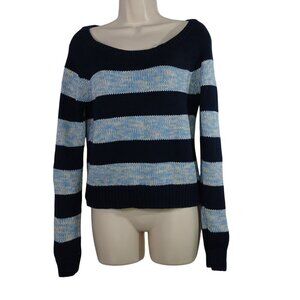 American Eagle Outfitters Knit Sweater Women Size M Striped Blue Long Sleeve